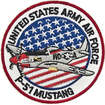 Nášivka textilná 101 Inc US Army Airforce P-51 Mustang malá - farebná