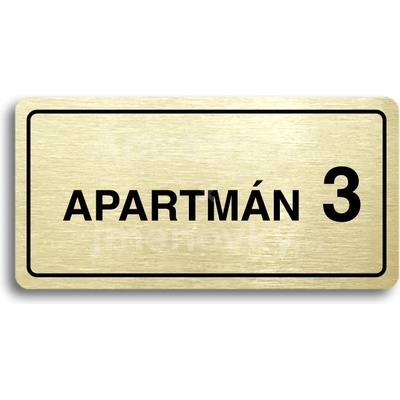 ACCEPT Piktogram APARTMÁN 3 II - zlatá tabulka - černý tisk