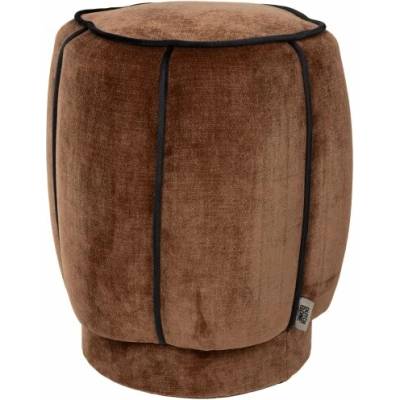 DUTCHBONE Puf DONNA, Ø40 cm, Dutchbone, velur, tmavě hnědý