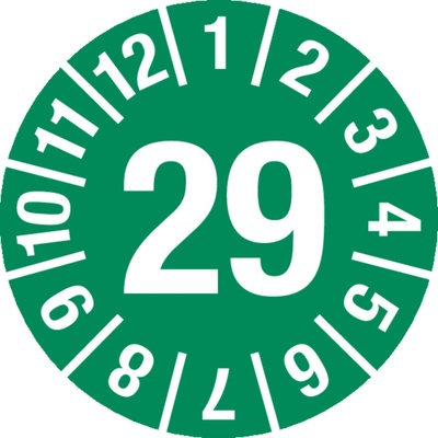 Kontrolná nálepka 29, zelená, fólia samolepiaca, 15 mm, BJ = 1 x 60 ks