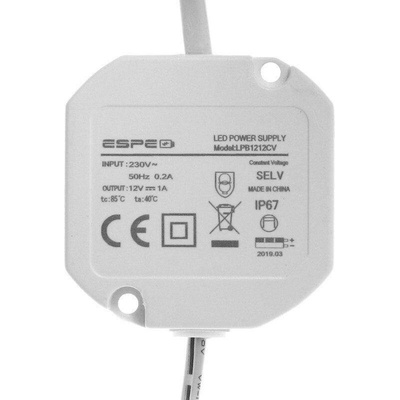 ESPE POWER SUPPLY LP-1212-211 12V 1A 12 W IP67 5,5 / 2,1 mm