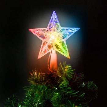 Family LED RGB Vianočná hviezda na stromček 10xLED 2xAA 15cm LC3524