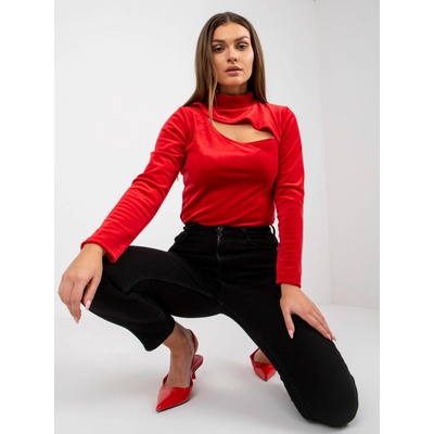 dámske velúrové tričko s výstrihom DHJ BZ 6561.09P red