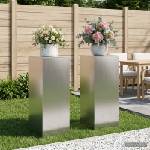 vidaXL Стойка за растения 2 pcs Сребристо 40 x 40 x 100 cm Стомана (8012567)