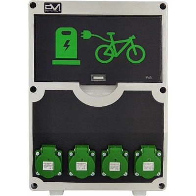 Nabíjecí stanice pro elektrokola, 12 modulů, 4x 230V, 4x RCBO Doktorvolt