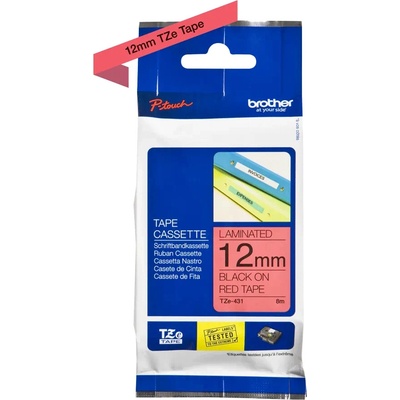 BROTHER TZE-431 čierna na červenej 12 mm