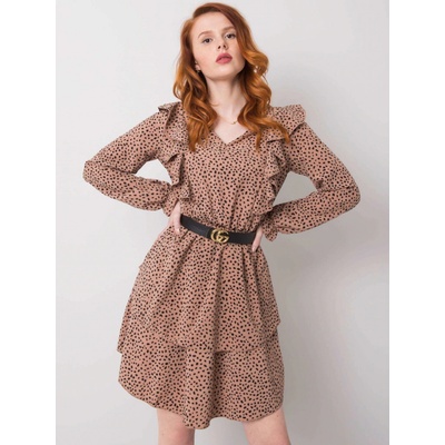 Dámske šaty s čiernymi bodkami WN-SK-R824.68 beige
