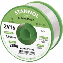 Stannol ZV16 spájkovací cín bez olova bez olova Sn99,3Cu0,7 REL0 250 g 1 mm