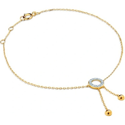 SAVICKI Náramok s príveskom kruh žlté zlato s diamantmi 0.02 ct 18 cm - SAVB08083 Y C