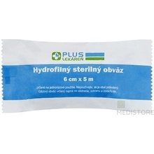 PLUS LEKÁREŇ Hydrofilný sterilný obväz 6 cm x 5 m 1 ks