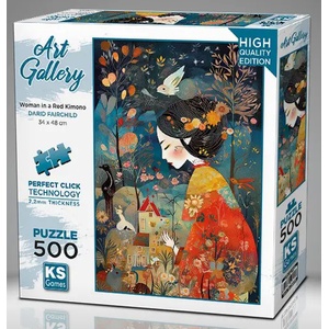 KS Games - Puzzle A Woman In Red Kimono - 500 piese