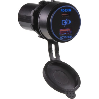 USB QC3.0 + USB-C 100W/20V zásuvka 12/24V – Zbozi.Blesk.cz