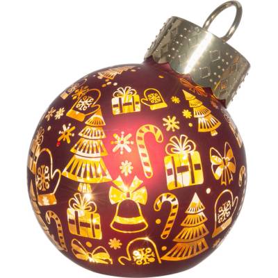 Winteria Vánoční baňka ze skla s LED osvětlením, motiv dárků, Ø 12 × 14 cm, červená červený