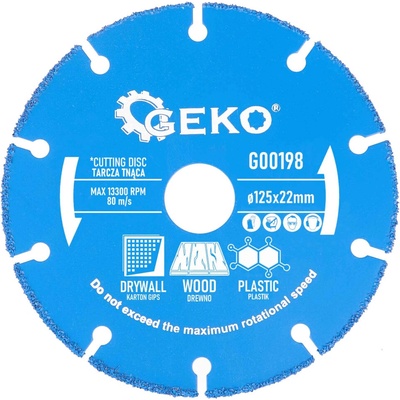 Rezný kotúč na drevo, drevotriesku, plast a sádrokartón 125 x 22,2 mm, GEKO
