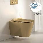 Inter Ceramic Конзолна тоалетна чиния ICC 5237GOLD, седалка и капак, порцелан, златен, 52x36.5x36см (5237GOLD)