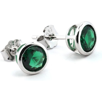 Rafity stříbrné náušnice se smaragdem E0198PZ-09