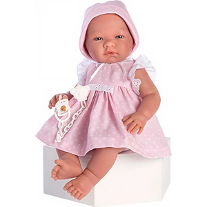 Asi Dolls Кукла-бебе - Mария, с розова рокля на точки, 43 cm (364570)
