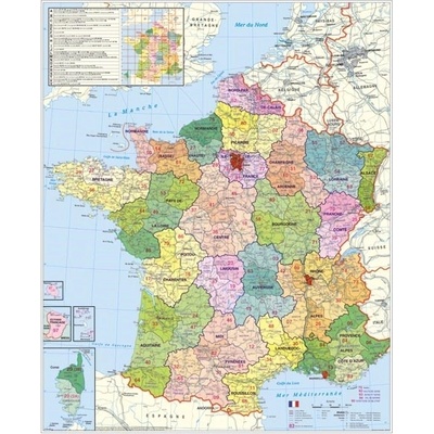 Stiefel Francie - nástěnná mapa PSČ 140 x 100 cm Varianta: bez rámu v tubusu, Provedení: laminovaná mapa v lištách