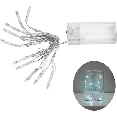 DAMPOD SHOP Reťaz na batérie 10 LED cencúľ lampičky studene biele