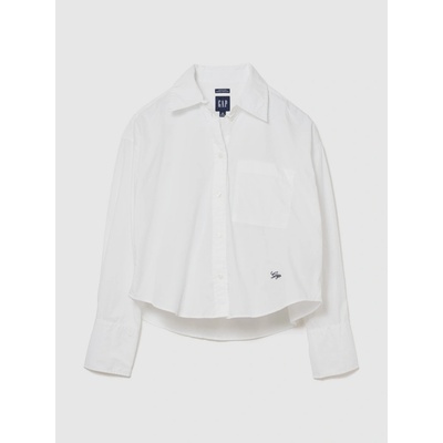 GAP Crop popelínová oversize košile Bílá – Zboží Dáma