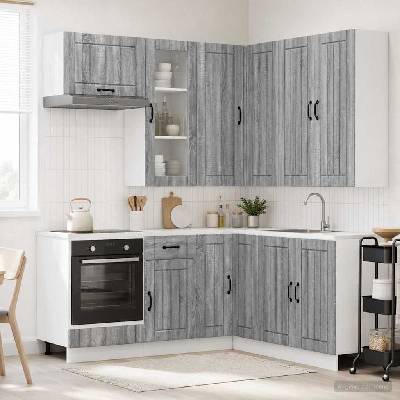 vidaXL Кухненски единица LUCCA 8 pcs Сив Сонома Инженерна дървесина (3438407)