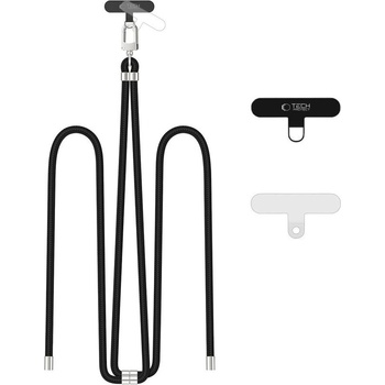 Tech-Protect Универсален ремък 75 см за смартфон от Tech-Protect C7S Rope Crossbody - Черен / Сребрист (5906302371976)