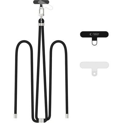 Tech-Protect Универсален ремък 75 см за смартфон от Tech-Protect C7S Rope Crossbody - Черен / Сребрист (5906302371976)