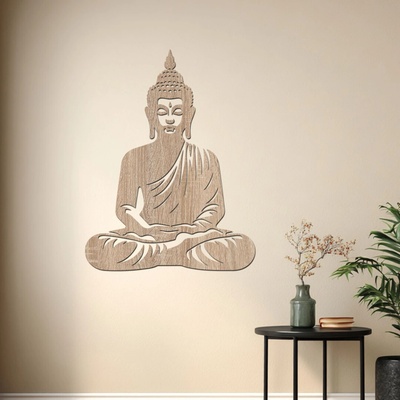 dřevo života Dřevěný obraz Buddha – Energie klidu Rozměry (cm): 73x95, Zvolte barvu dekoru: Dub Sonoma