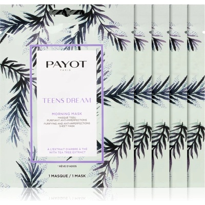 Payot Morning Mask Teens Dream платнена маска с почистващ и освежаващ ефект за комбинирана към мазна кожа 5 бр