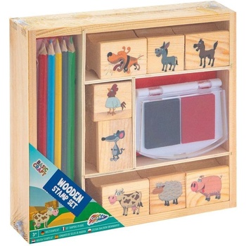 Moxy Комплект дървени печати и цветни моливи, в кутия, сини (6606200033)