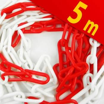Ограничителна верига pvc - червено-бяла, 5 м, издръжлива (626905)