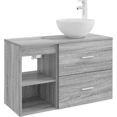 vidaXL Комплект мебели за баня 2 pcs Сив Сонома Инженерна дървесина (3403877)