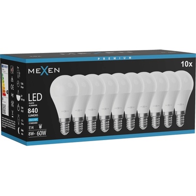 Mexen Nova 10x LED крушка E14, G45, 8W, Студена - 6500K, 840 lm - L101-E14-0865-01x10 (L101-E14-0865-01x10)