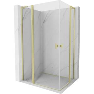 Mexen Mist L Duo шарнирна душ кабина 115 x 110 см, прозрачна, златисто четкана - 8A4L-115-110-55-00 (8A4L-115-110-55-00)