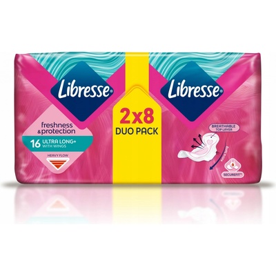 Libresse Ultra Long+ With Wings hygienické vložky DUO 2 x 8 ks
