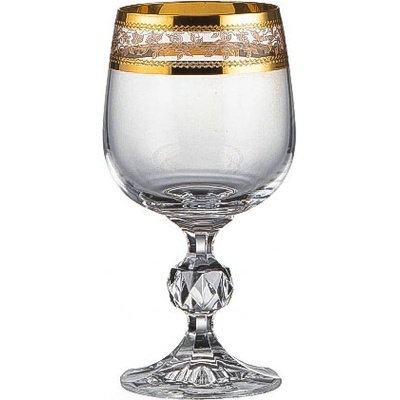 Crystalex Sklenice na víno Claudia s dekorem Zlatý lístek 6 x 230 ml