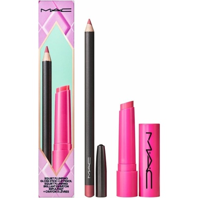 MAC Cosmetics Holiday Squirt Plumping Gloss Stick Amped lesk na rty v tyčince 2,3 g + Lip Pencil Edge to Edge tužka na rty 1,45 g kosmetická sada