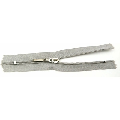 Špirálový zips č. 5 - nedeliteľný - svetlosivý s plieškom - dĺžka 16 cm
