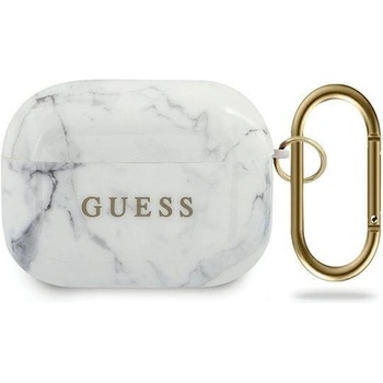 Guess Калъф Guess GUACAPTPUMAWH за AirPods Pro, бял, Marble Collection (GUE000940)