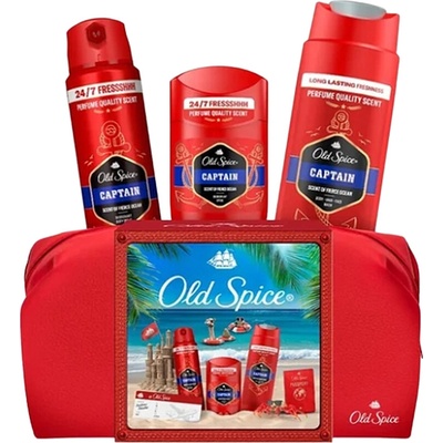 Old Spice Captain sprchový gel pro muže 250 ml + deodorant ve spreji 150 ml + tuhý deodorant pro muže 50 ml + kosmetická taštička 1 ks – Zbozi.Blesk.cz