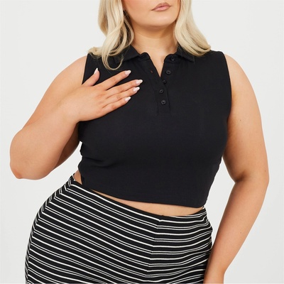 Brave Soul Дамски потник Brave Soul Womens Plus Size Vest with Collar and Buttons - Black