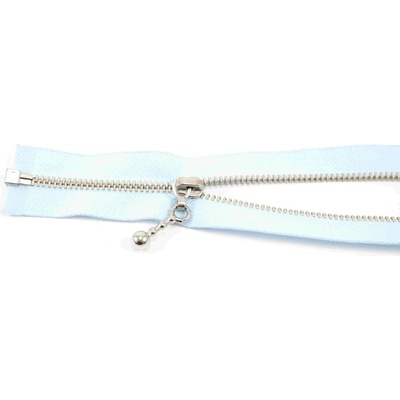 Deliteľný kovový strieborný zips č.3 viac farieb - dĺžka (30 - 85 cm) 55 cm svetlo modrá