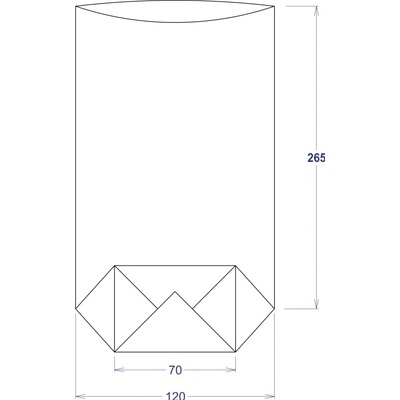 Sáček celofánový 120x265 mm, PP, s křížovým dnem, 100 ks