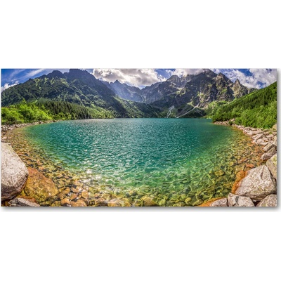 Foto obraz fotografie na skle Jazero v horách 100x50 cm