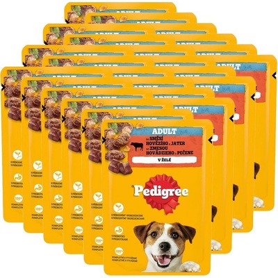 Pedigree Adult s hovězím masem a játry v želé 24 x 100 g