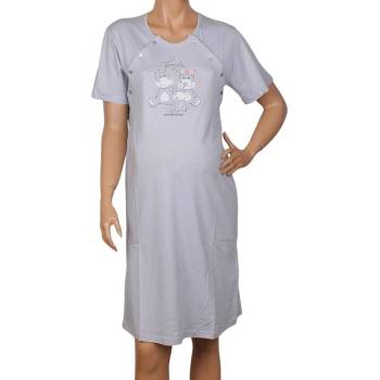 Image 1 of Нощница за кърмачки в сиво с апликация на кравички