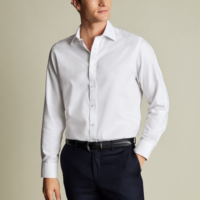 Charles Tyrwhitt Non-Iron Royal Oxford prémiová panama košile z oxfordské bavlny klasické knoflíky extra slim fit white