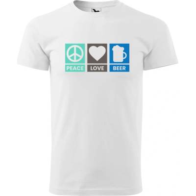 Dobrý Triko pánské tričko Peace Love beer Bílá – Hledejceny.cz
