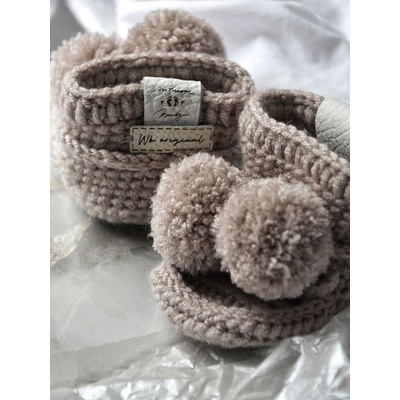 Withloveboots papučky Classic PomPom kapučínové
