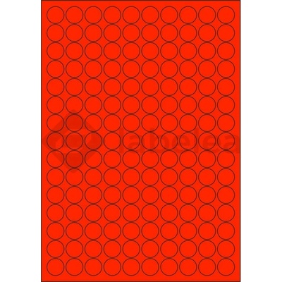 Labelea Samolepiace etikety kruh 18x18 mm signálne farebné papierové, na hárku A4, pre laserovú tlač, Farba etikiet Signálna červená, Počet hárkov v balení 100 EPY999018SR150S